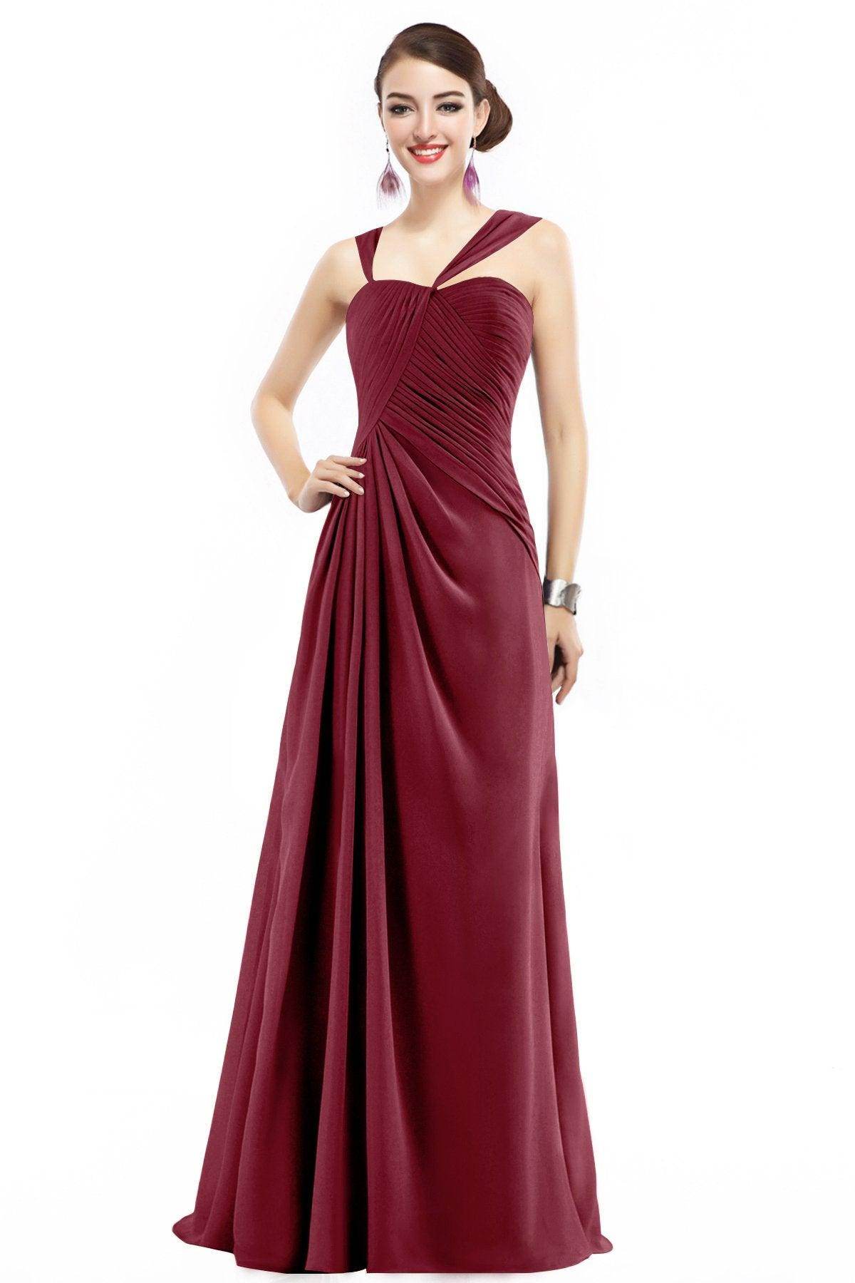 Sheath Floor Length Chiffon Bridesmaid Dress COZF1401F - COCOMELODY